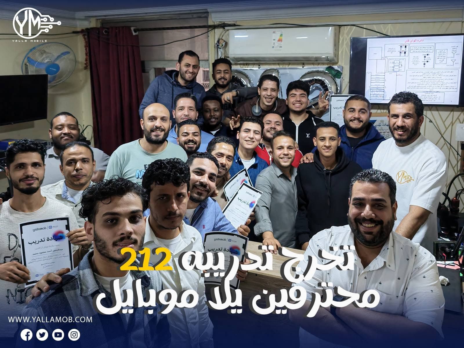 دفعة تخرج 212 من محترفي يلا موبايل يحملون شهادات التدريب